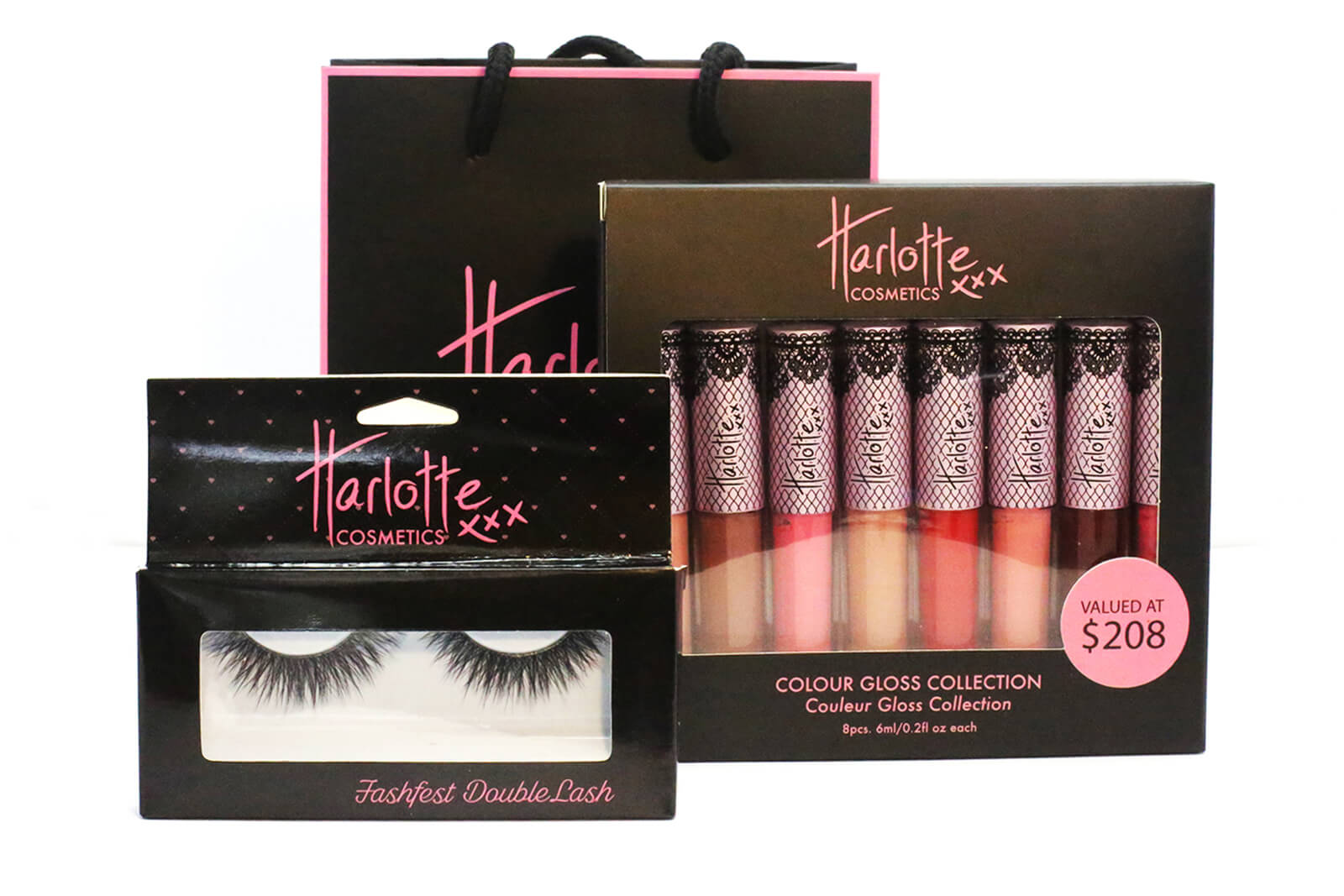 packaging design, dieline, custom product packaging, box design, branding, professional graphic design for cosmetic makeup company harlotte cosmetics, best packaging designer