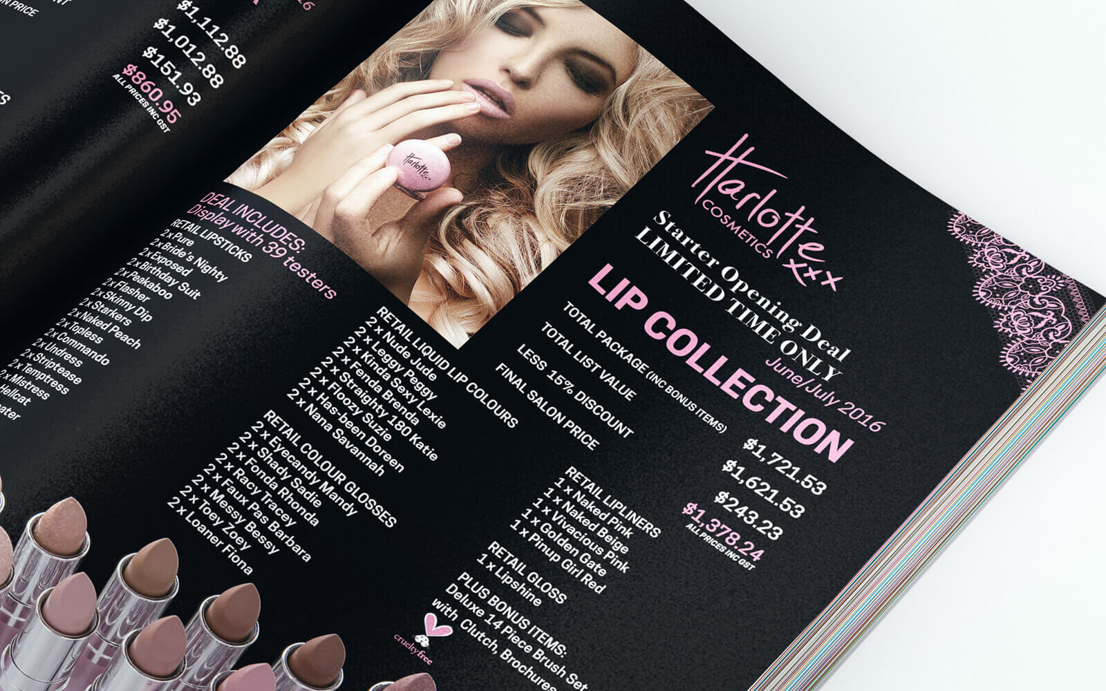 print, printing, advertisement, ad design, price list design, logo maker, graphics design, graphic freelance designer metrodesign bexley kogarah sydney, beauty industry, harlotte cosmetics, heavy text layout, branding, pamphlet, brochure, flyers, logo designers