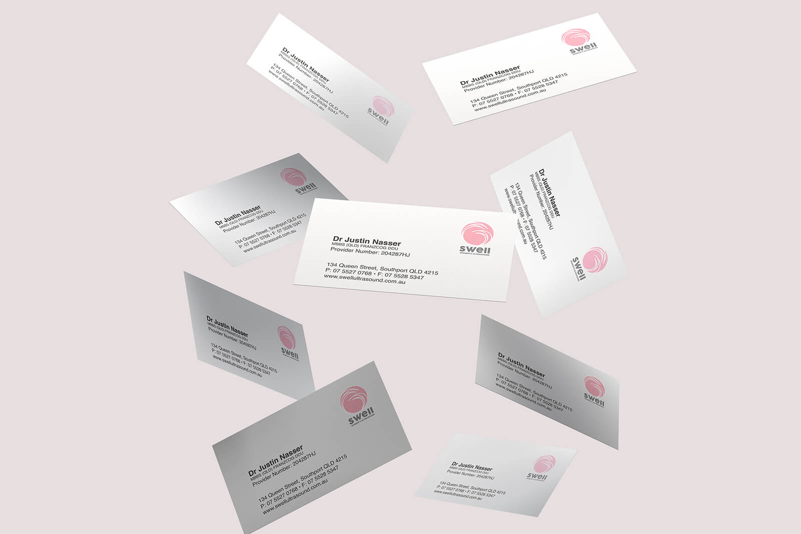 business cards, stationery graphic design service for clinic by freelance designer metrodesign bexley kogarah sydney