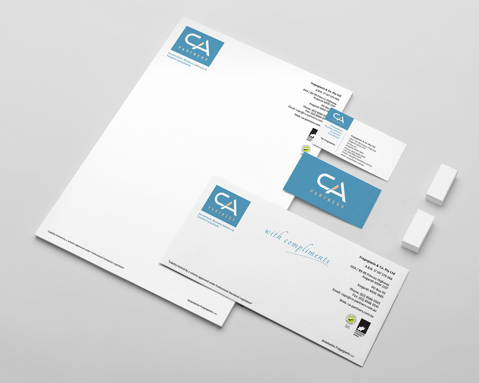 business cards, stationery graphic design service for lawyers tax accountants by freelance designer metrodesign bexley kogarah sydney
